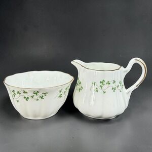 Royal Tara Fine Bone China Shamrock Creamer and Sugar Bowl Set Made in Ireland